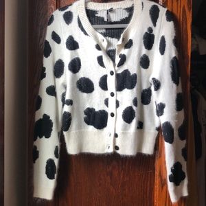 Topshop Angora Cow Print Cardigan